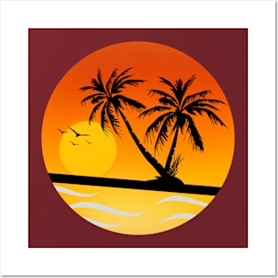 beach palm trees Posters and Art